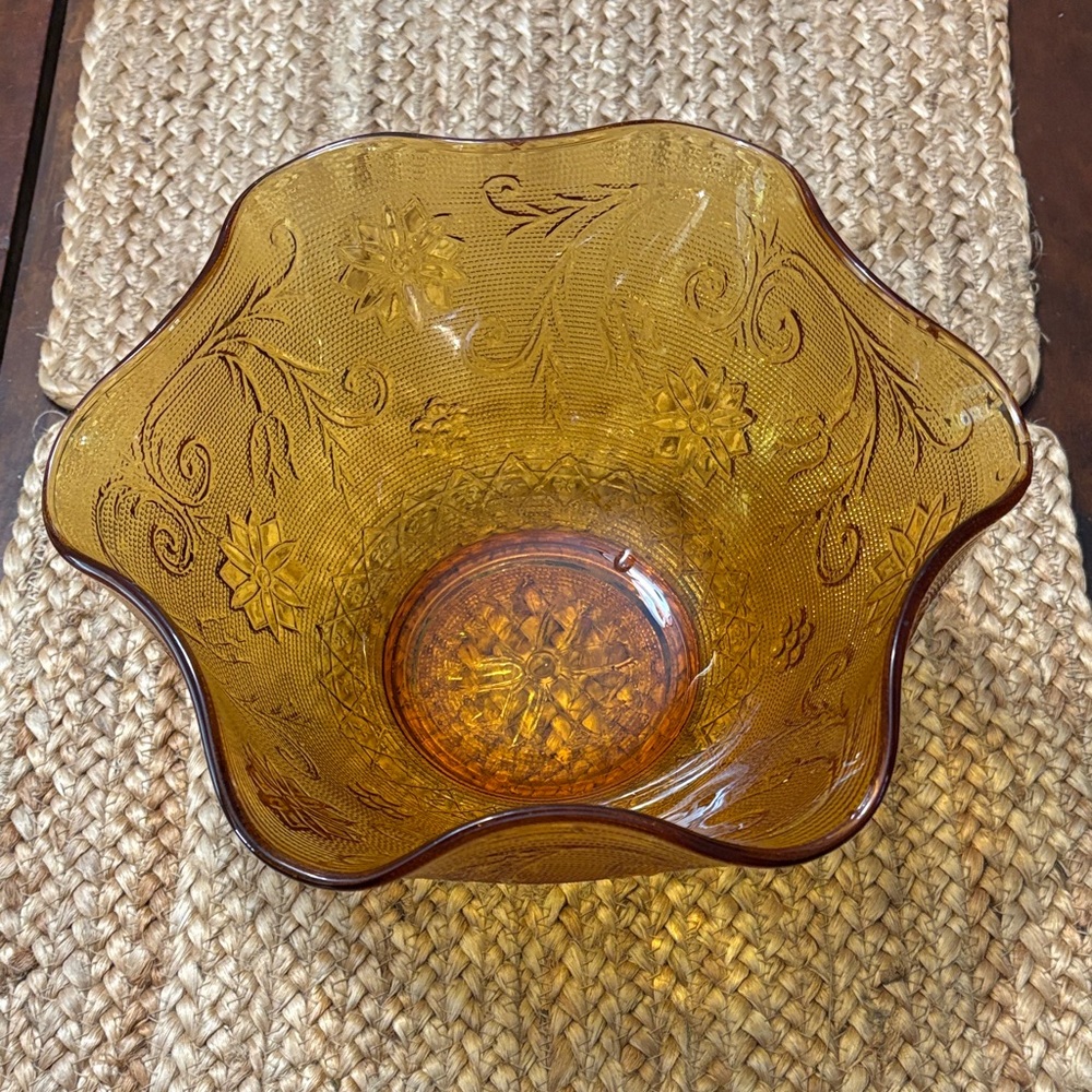Amber Glass Decorative Bowl